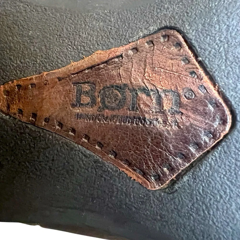 Born Brown Leather Boots with Block Heel 7.5 size stretch calf excellent condit - Picture 12 of 12